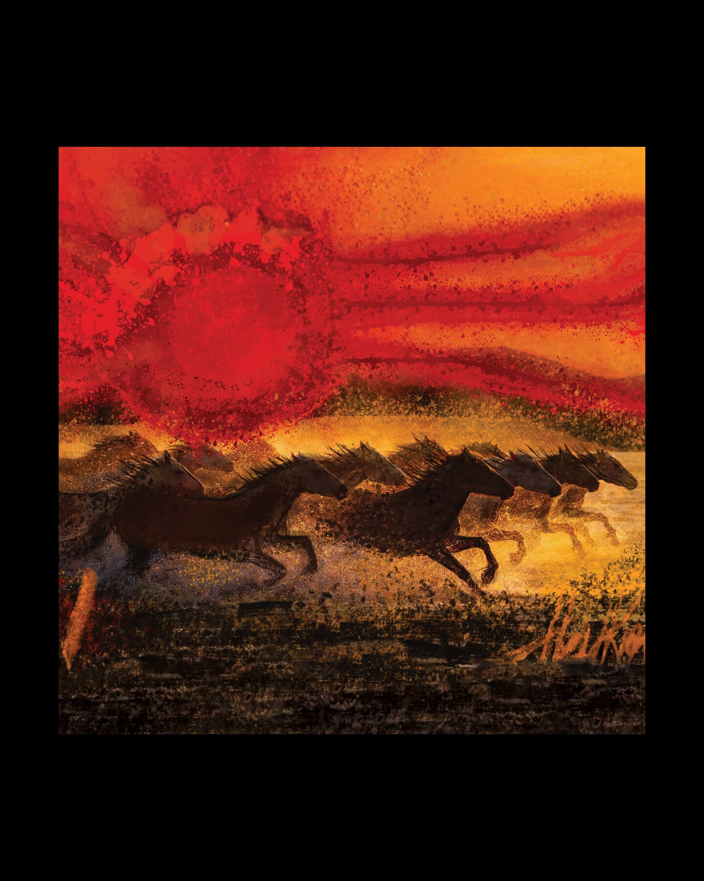 Fire Horse 1 Silk Scarf