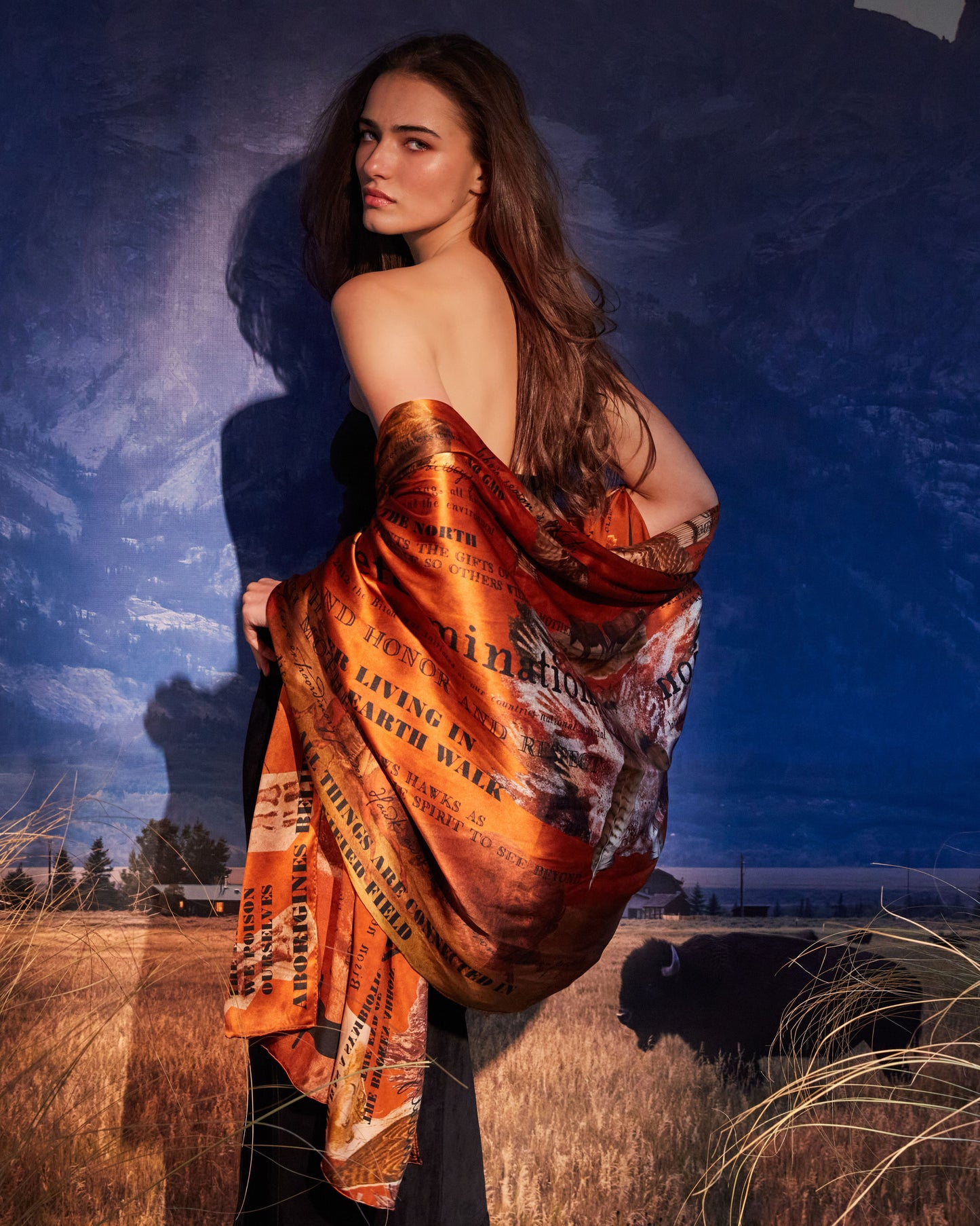 Bison 1 Silk Scarf