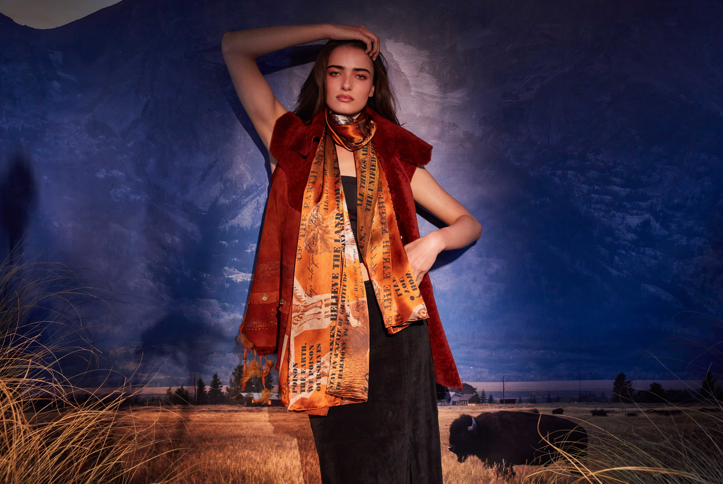 Bison 1 Silk Scarf