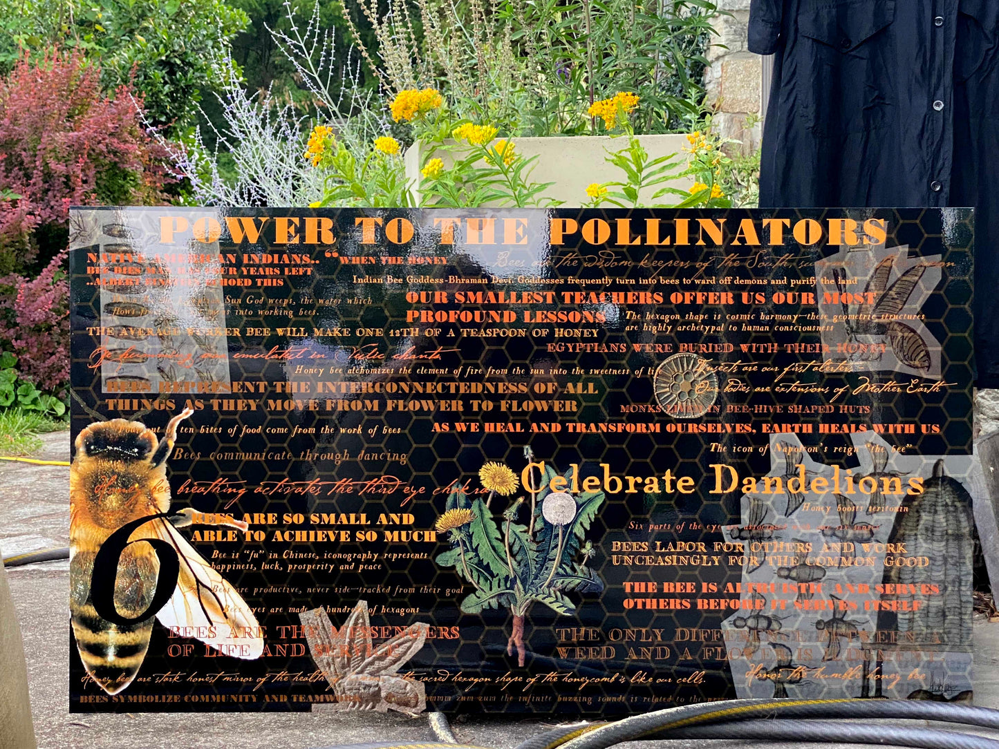 Totem Environmental Art Honey Bee Black